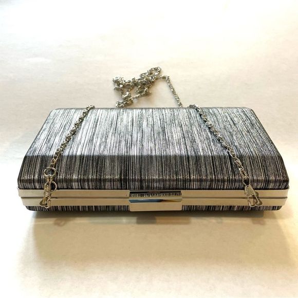 Clutch Bag Removable Chain Black and Silver - Picture 4 of 8